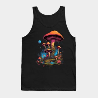 Colorful Mushrooms and Full Moon Tank Top